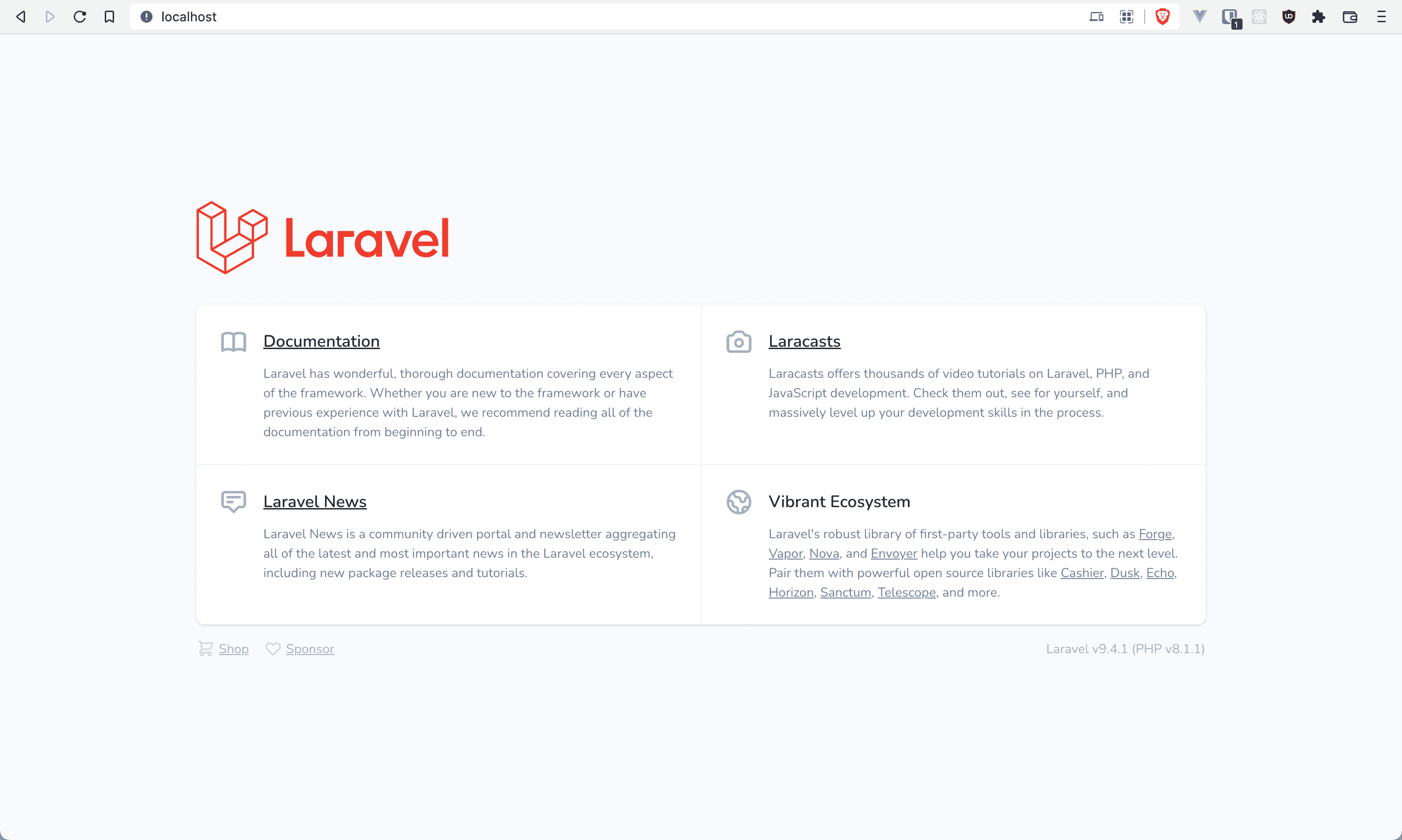 Laravel container is running